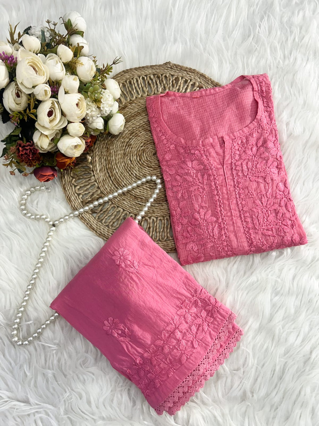 Exclusive Pintex Kota Doria Co-ord Set with Lace  Palazzo