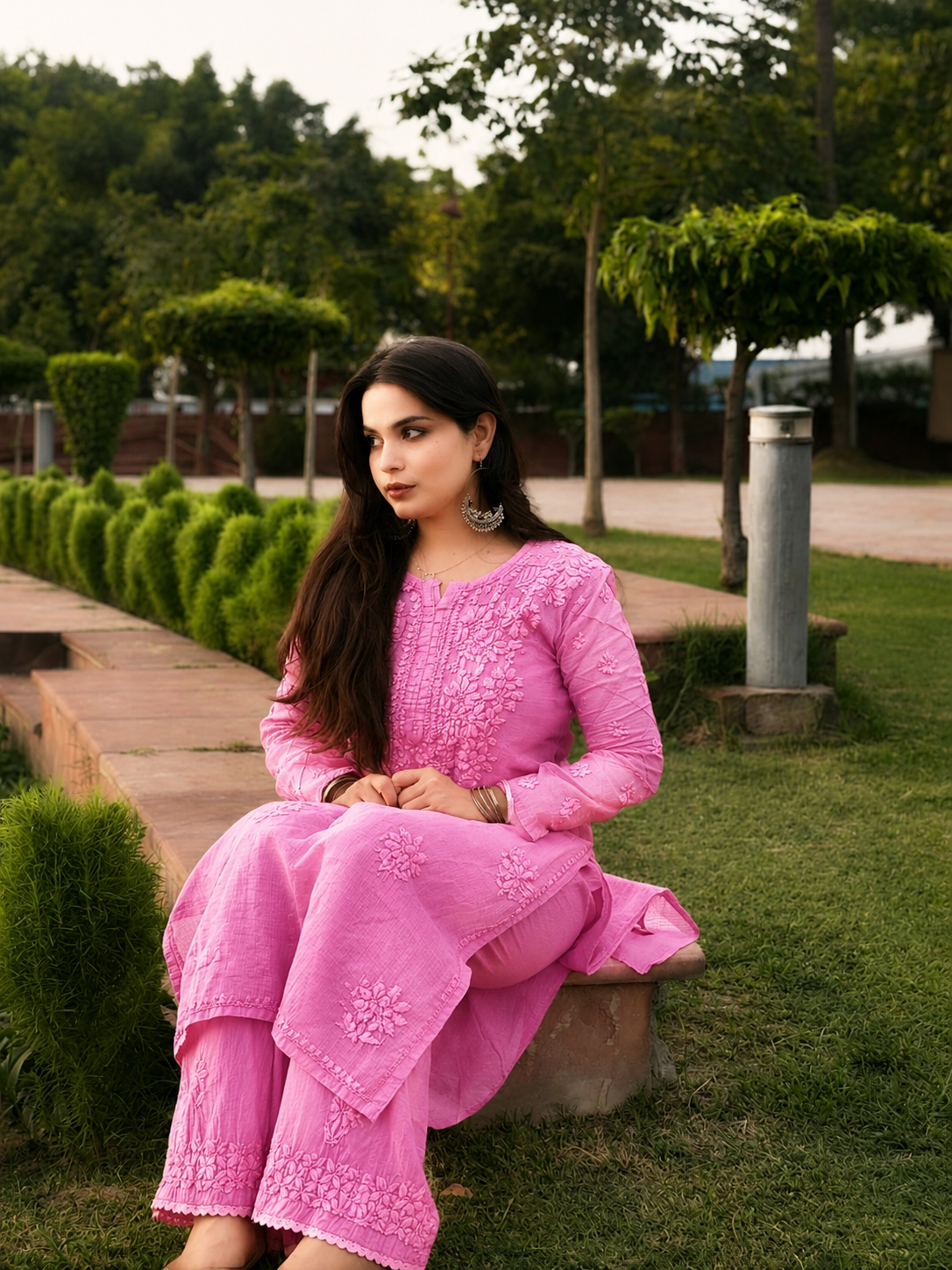 Exclusive Pintex Kota Doria Co-ord Set with Lace Palazzo