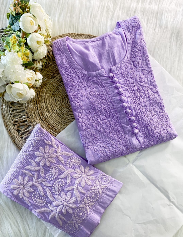 Chikankari Dobby Kurti–Pant Set