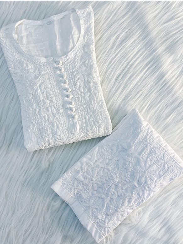 Chikankari Dobby Kurti–Pant Set