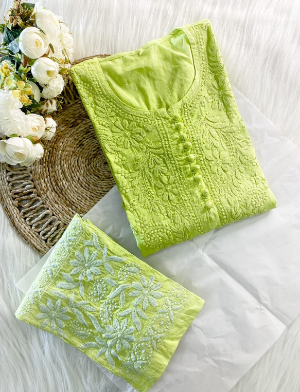 Chikankari Dobby Kurti–Pant Set