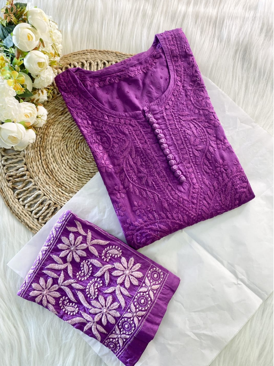 Chikankari Dobby Kurti–Pant Set