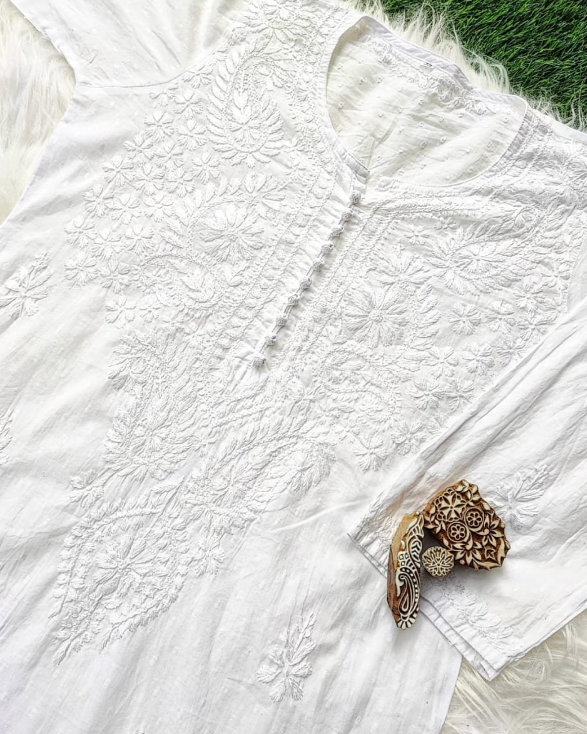Chikankari Dobby Kurti–Pant Set