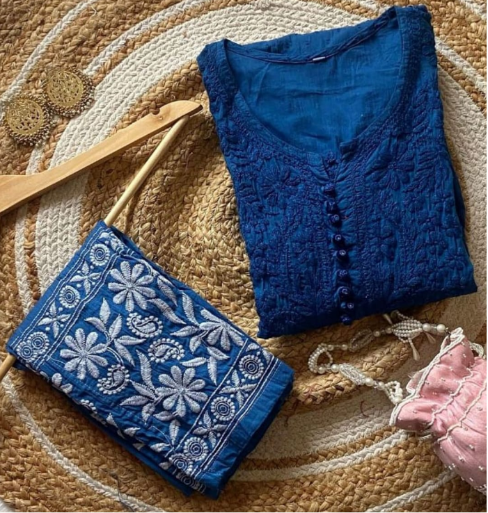 Chikankari Dobby Kurti–Pant Set