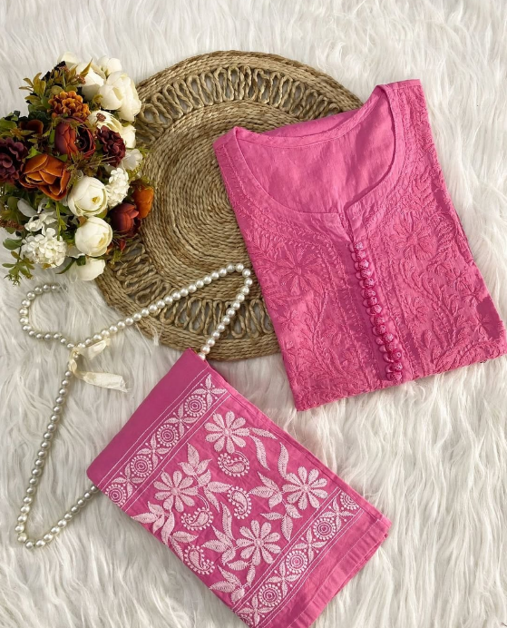 Chikankari Dobby Kurti–Pant Set
