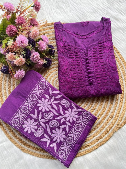 Chikankari Dobby Kurti–Pant Set