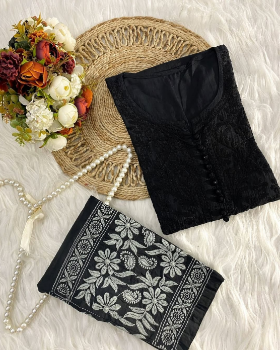 Chikankari Dobby Kurti–Pant Set