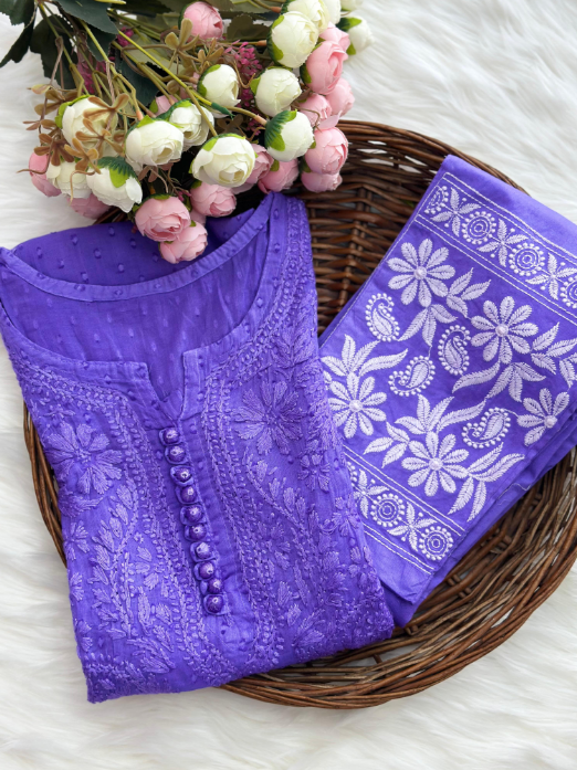 Chikankari Dobby Kurti–Pant Set