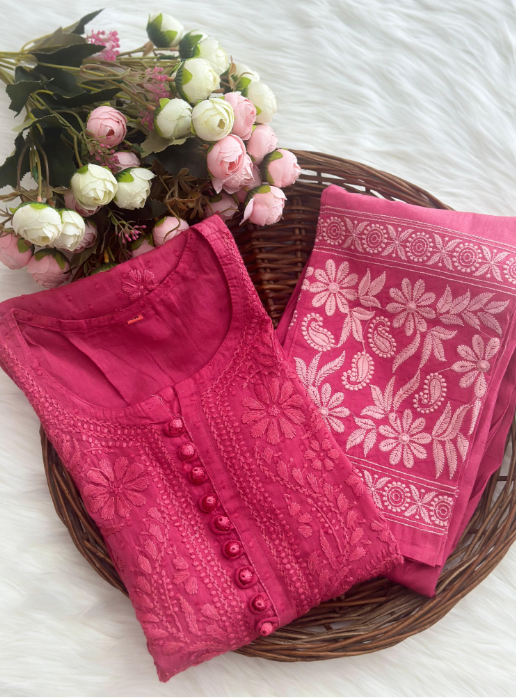 Chikankari Dobby Kurti–Pant Set