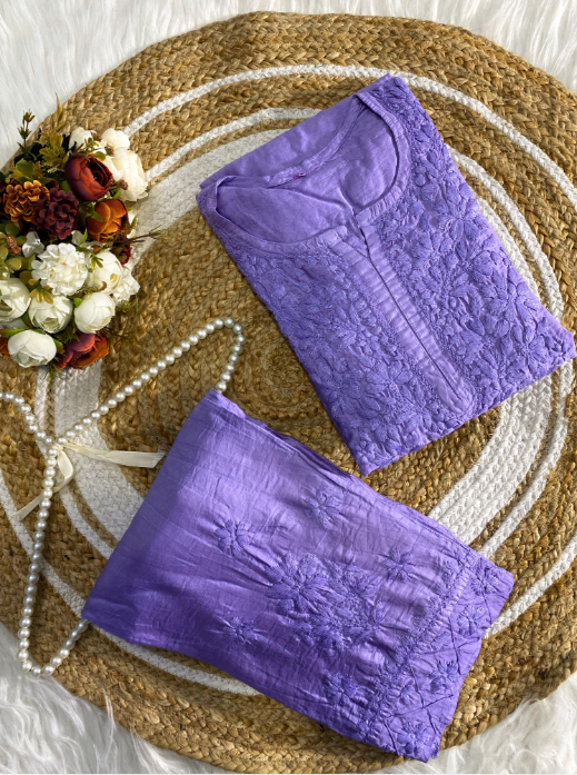 Chikankari Chanderi Silk Cord Set