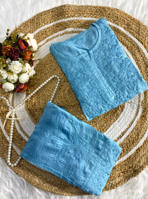 Chikankari Chanderi Silk Cord Set