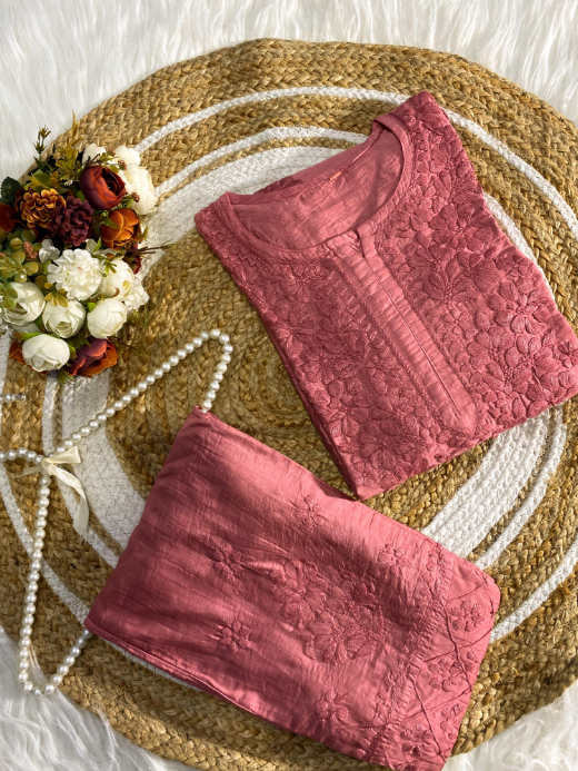 Chikankari Chanderi Silk Cord Set