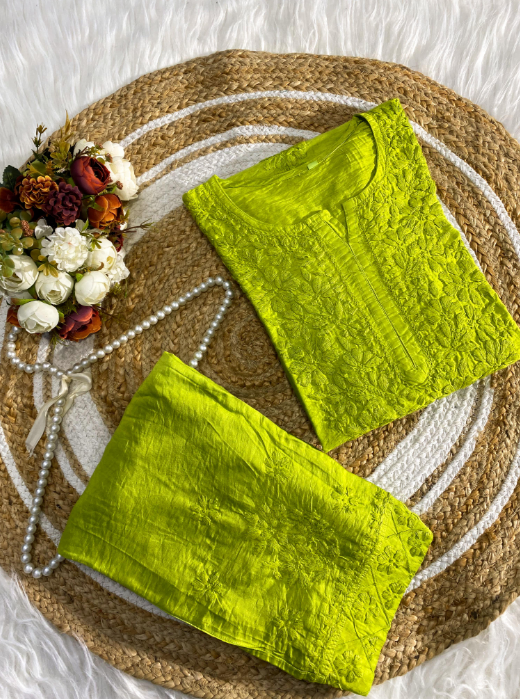 Chikankari Chanderi Silk Cord Set