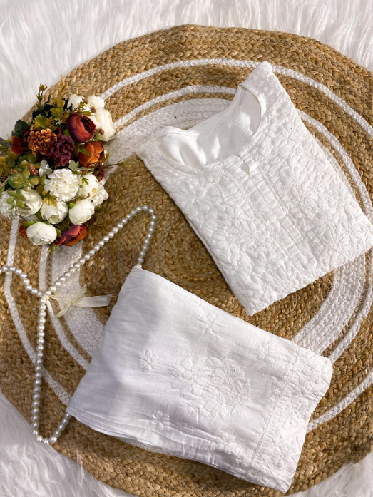 Chikankari Chanderi Silk Cord Set