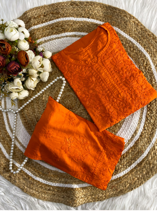 Chikankari Chanderi Silk Cord Set