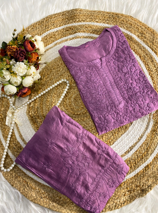 Chikankari Chanderi Silk Cord Set