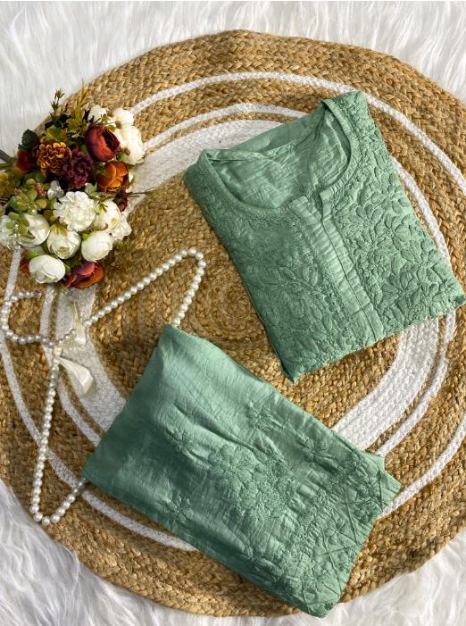 Chikankari Chanderi Silk Cord Set