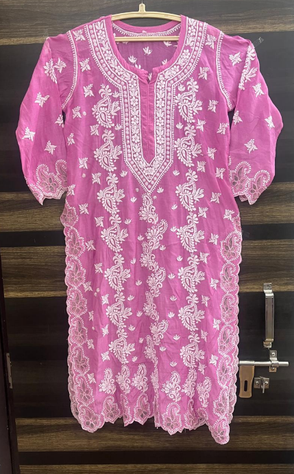 Muslin Chikankari 3D Work Kurti