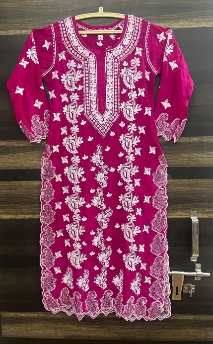Muslin Chikankari 3D Work Kurti