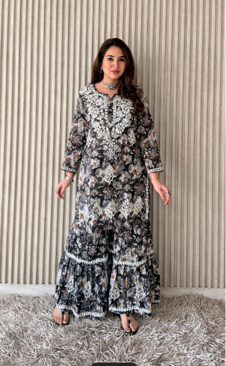 Chikankari Short Kurti & Gharara Set