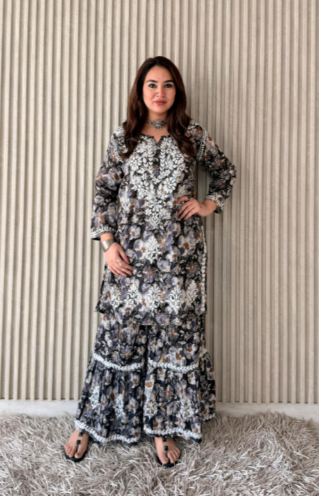 Chikankari Short Kurti & Gharara Set