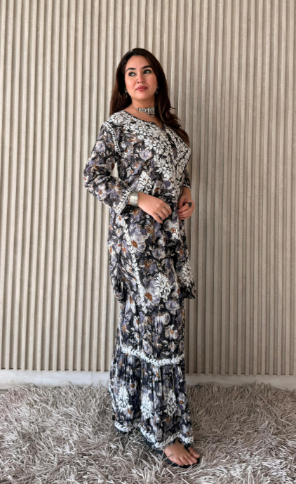 Chikankari Short Kurti & Gharara Set