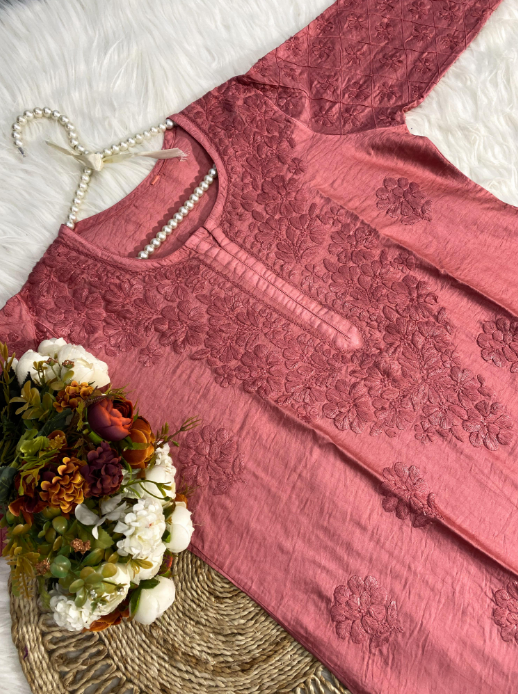 Chikankari Chanderi Silk Cord Set