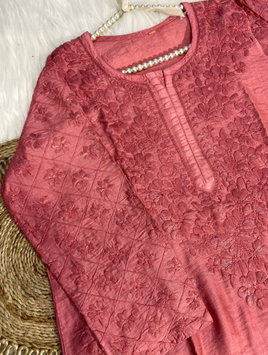 Chikankari Chanderi Silk Cord Set