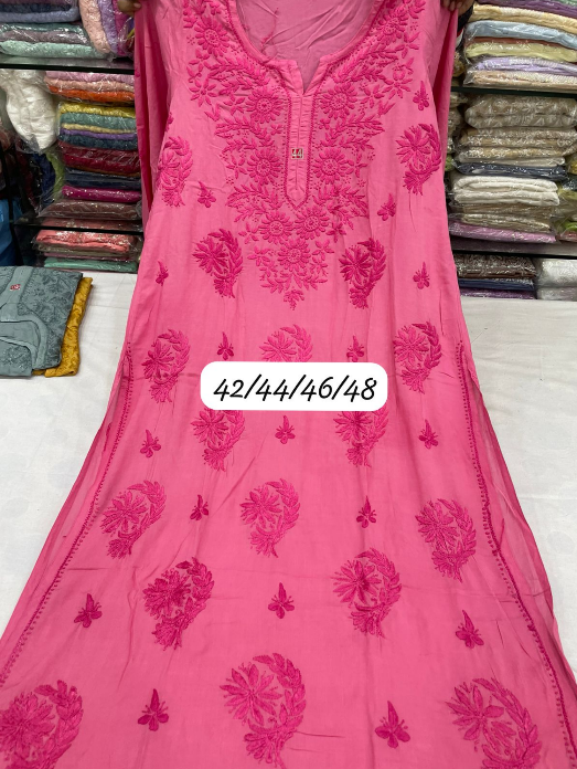 Premium Modal Straight Long Kurti with Ghass Patti Chikankari