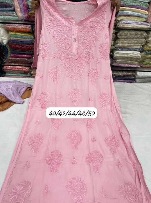 Premium Modal Straight Long Kurti with Ghass Patti Chikankari