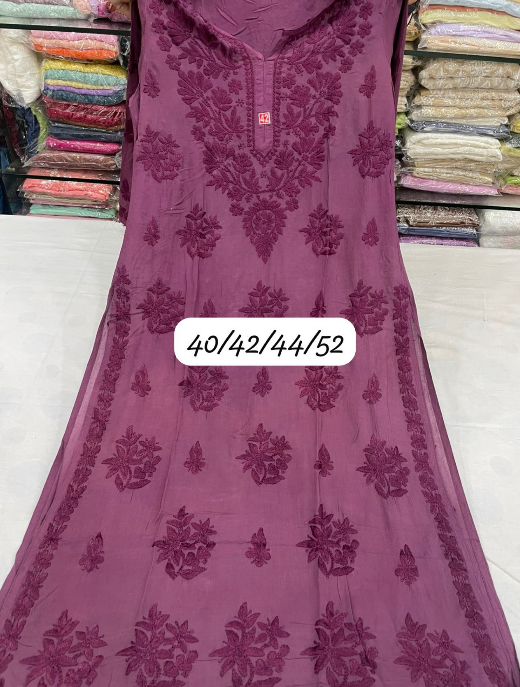 Premium Modal Straight Long Kurti with Ghass Patti Chikankari