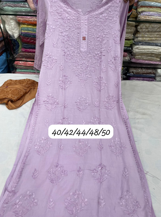 Premium Modal Straight Long Kurti with Ghass Patti Chikankari
