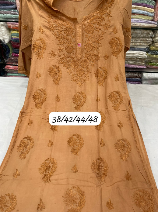 Premium Modal Straight Long Kurti with Ghass Patti Chikankari