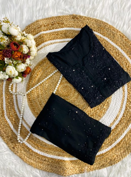 Premium Chikankari Muqash Work Rayon Co-ord Set