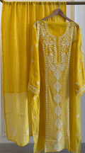 Mul Chanderi Semi-Stitched Kurta & Dupatta Set