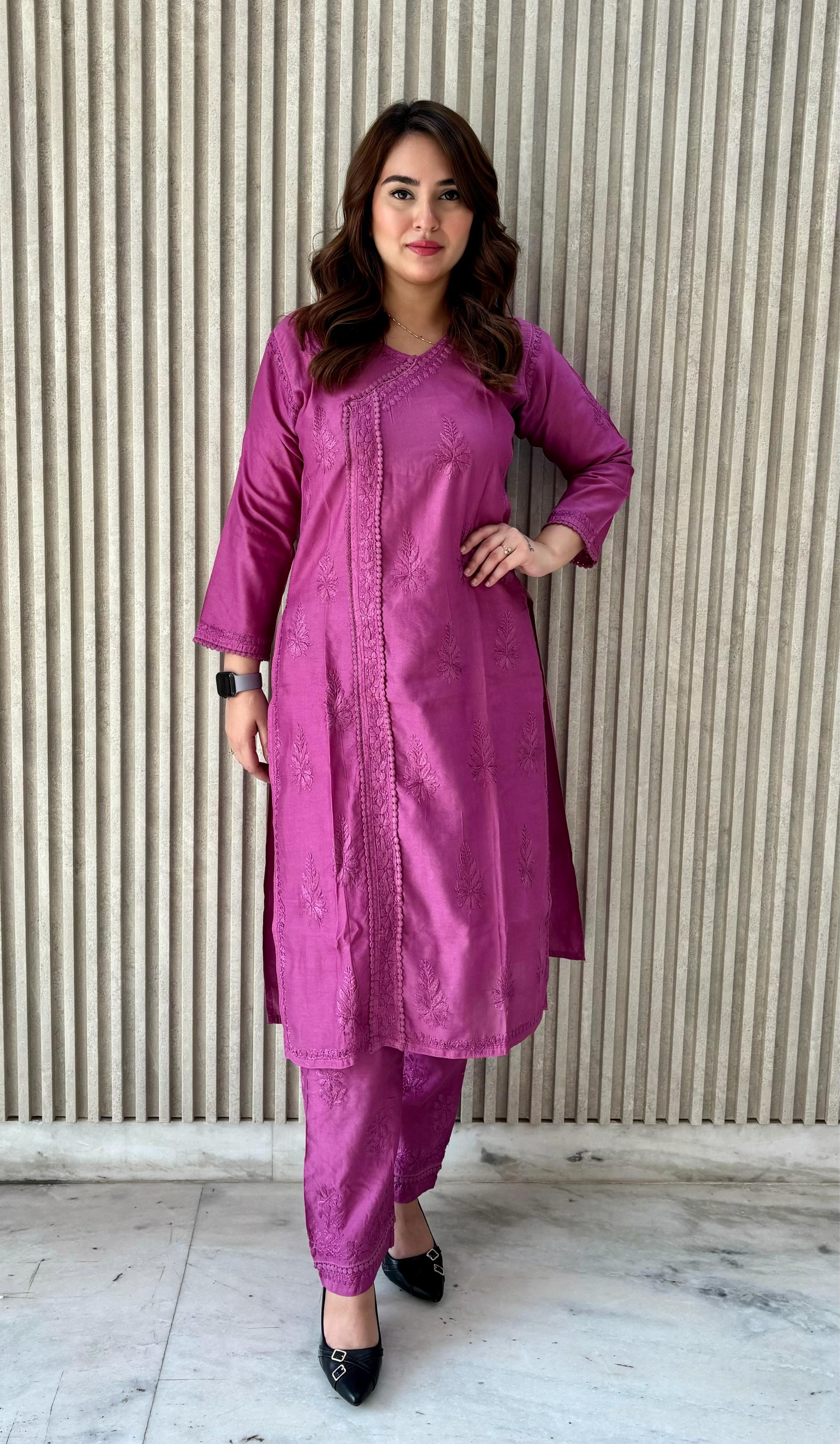 Soft Chanderi Angarkha Kurti Pant