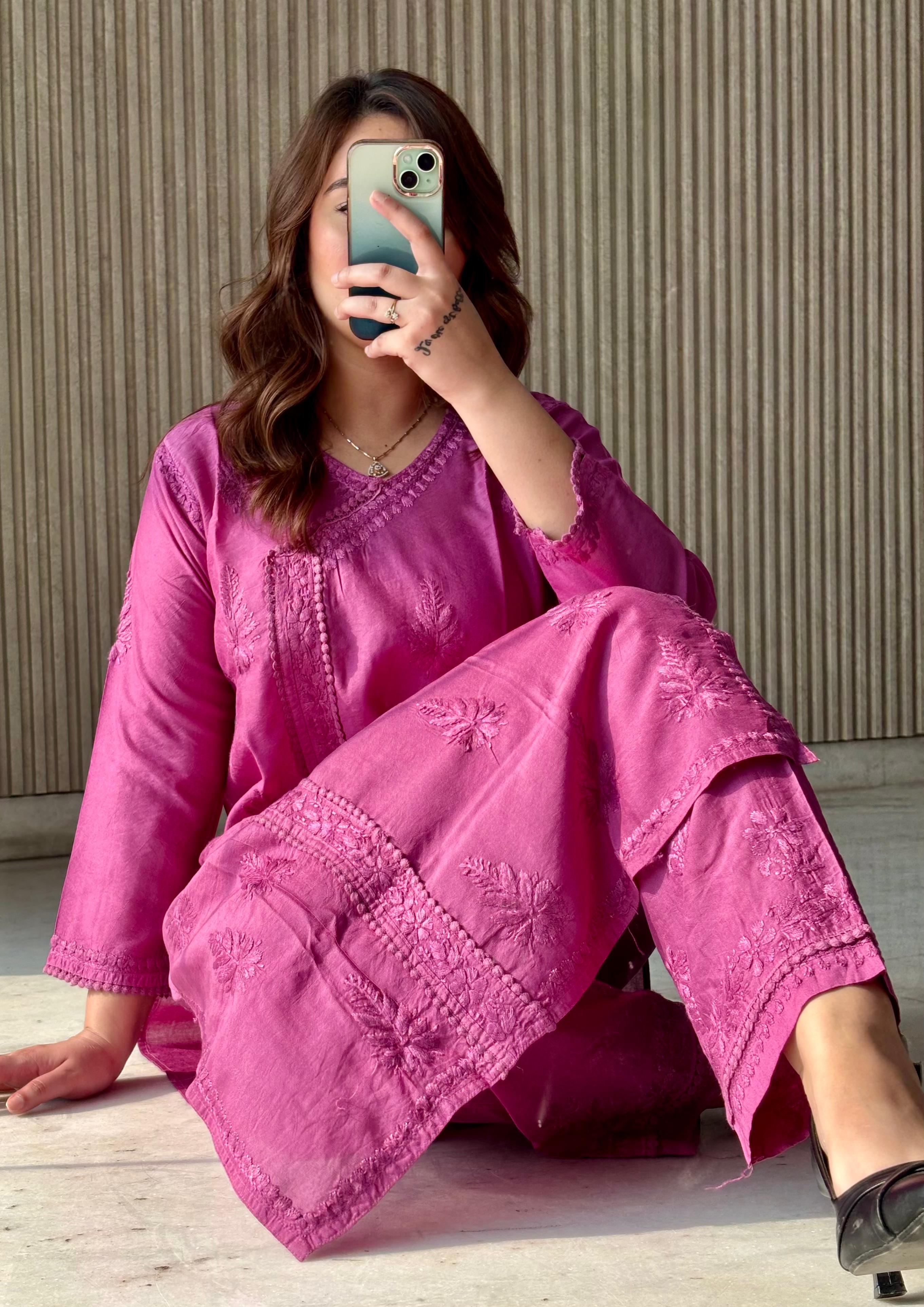 Soft Chanderi Angarkha Kurti Pant