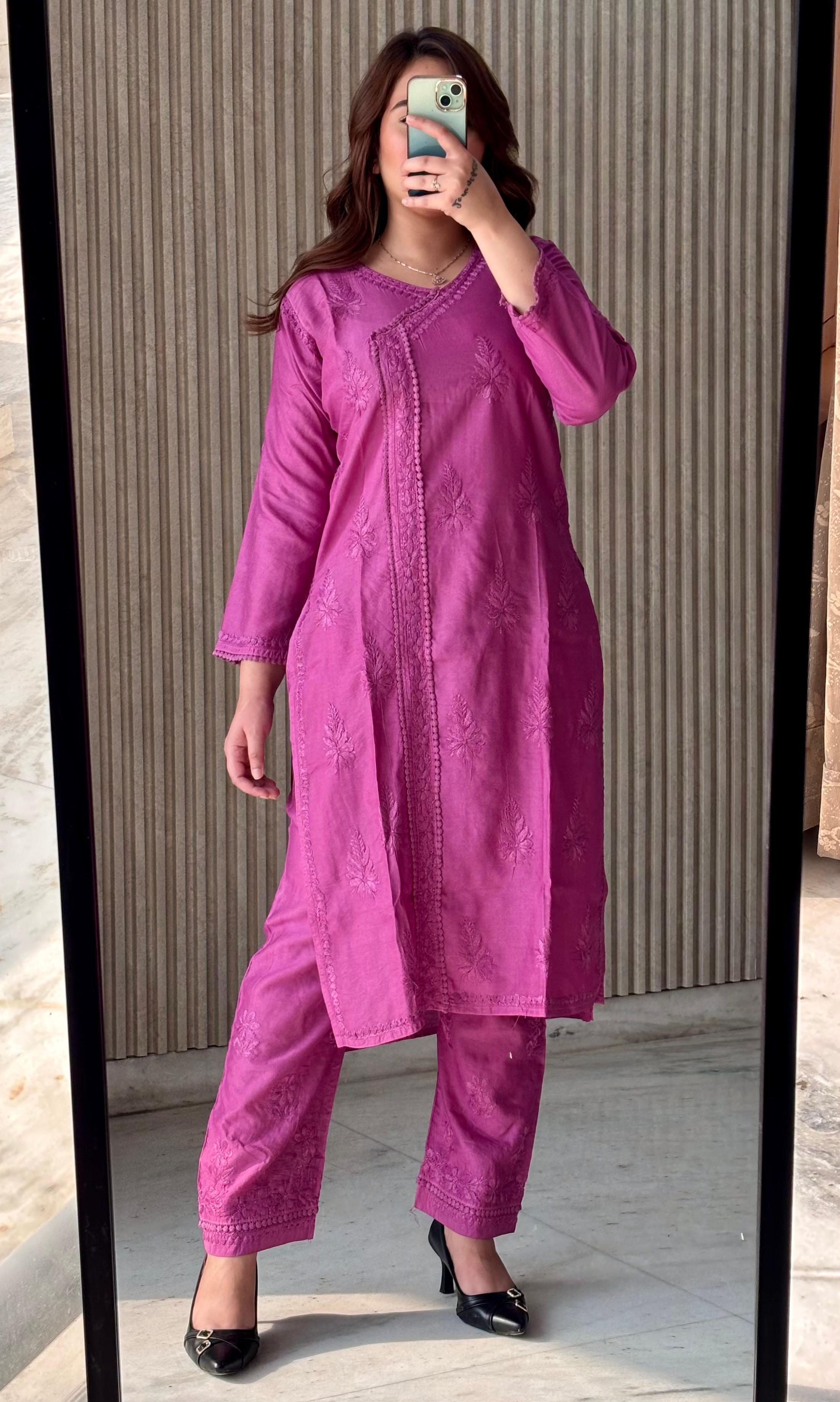 Soft Chanderi Angarkha Kurti Pant