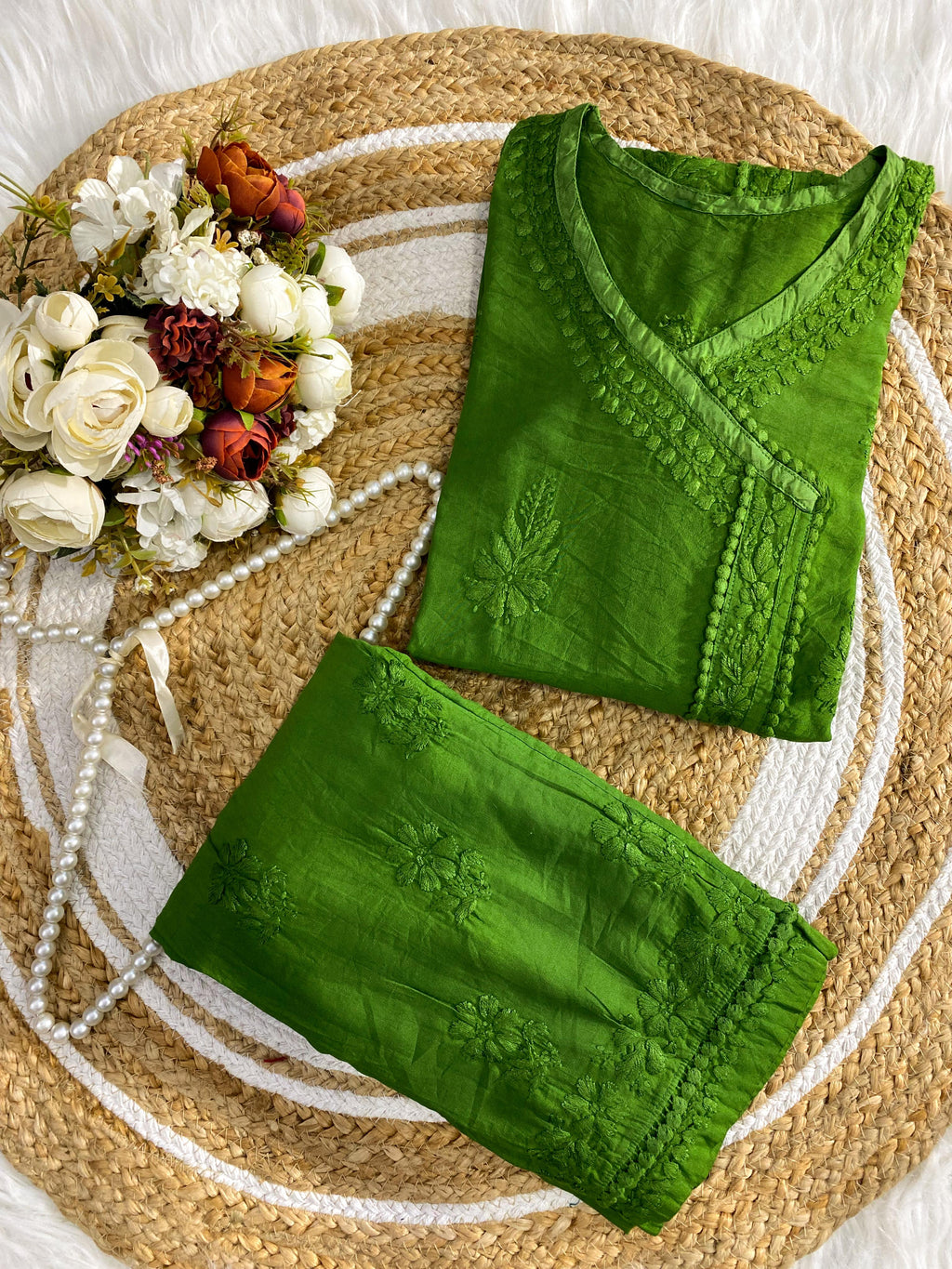 Soft Chanderi Angarkha Kurti Pant