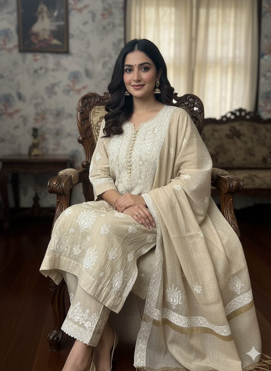 Banarsi Tissue Kurti Pant Dupatta Set