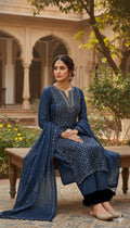 Pure Tussar Silk Shirt & Dupatta Set with Mukesh (Copy)