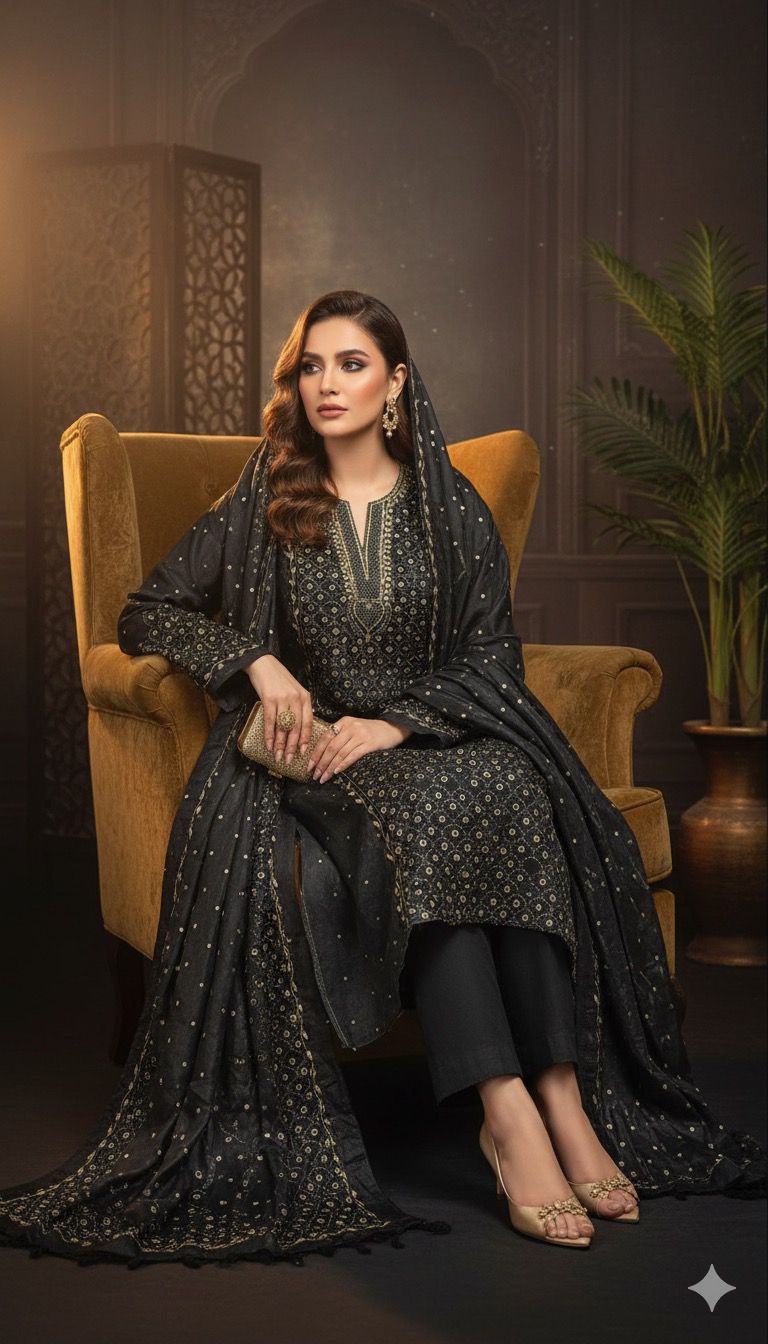 Pure Tussar Silk Shirt & Dupatta Set with Mukesh