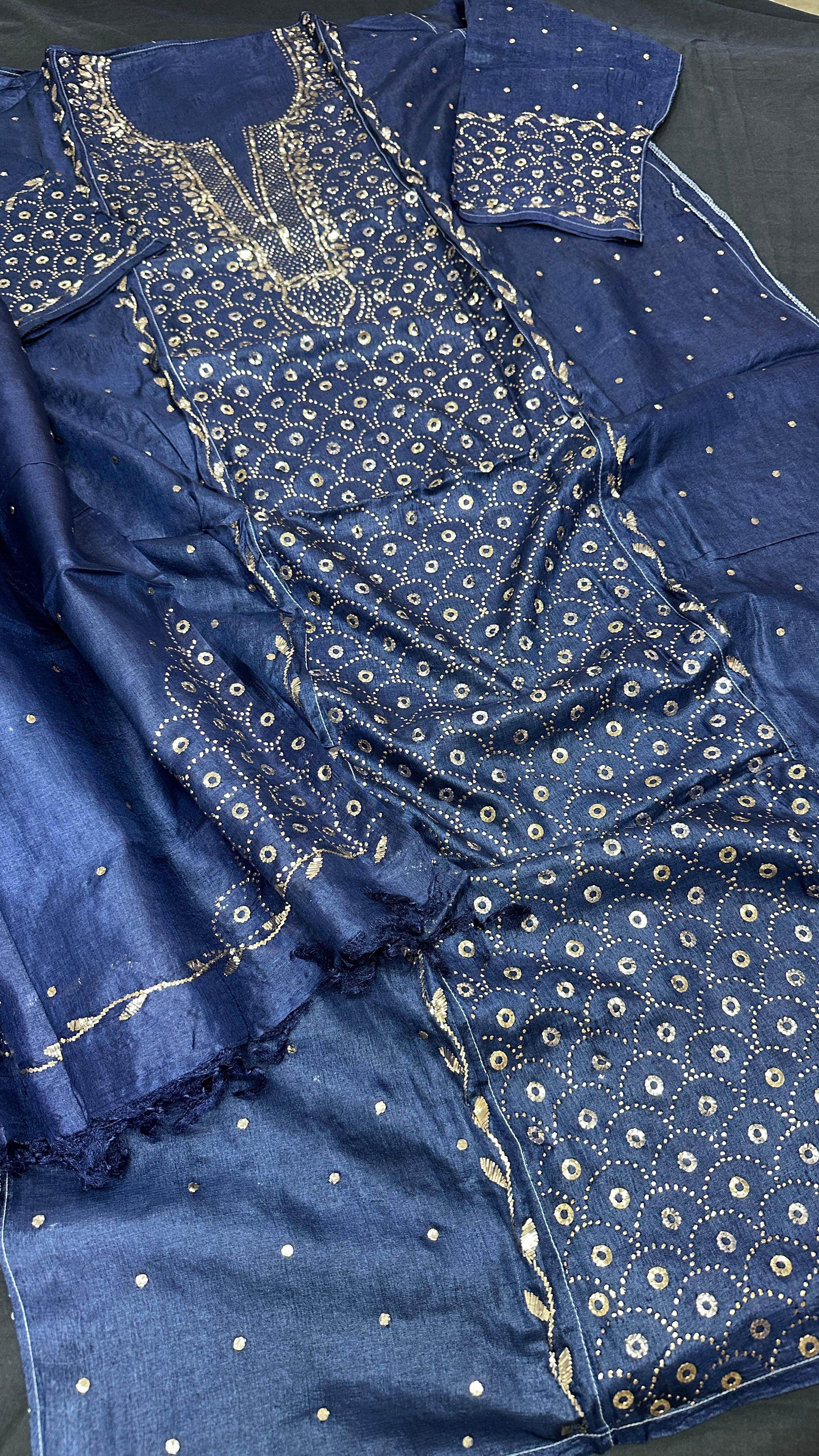 Pure Tussar Silk Shirt & Dupatta Set with Mukesh (Copy)