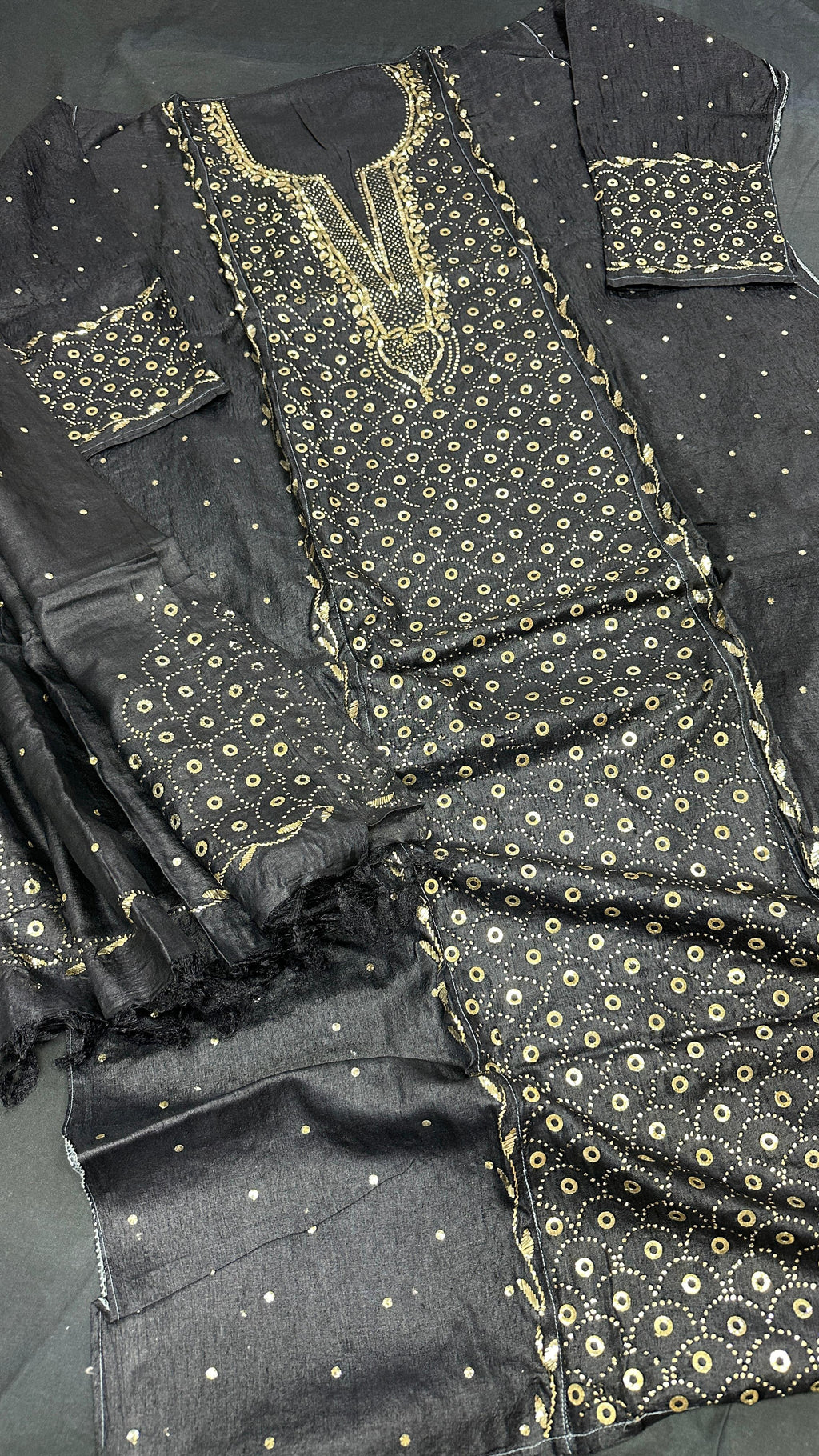 Pure Tussar Silk Shirt & Dupatta Set with Mukesh