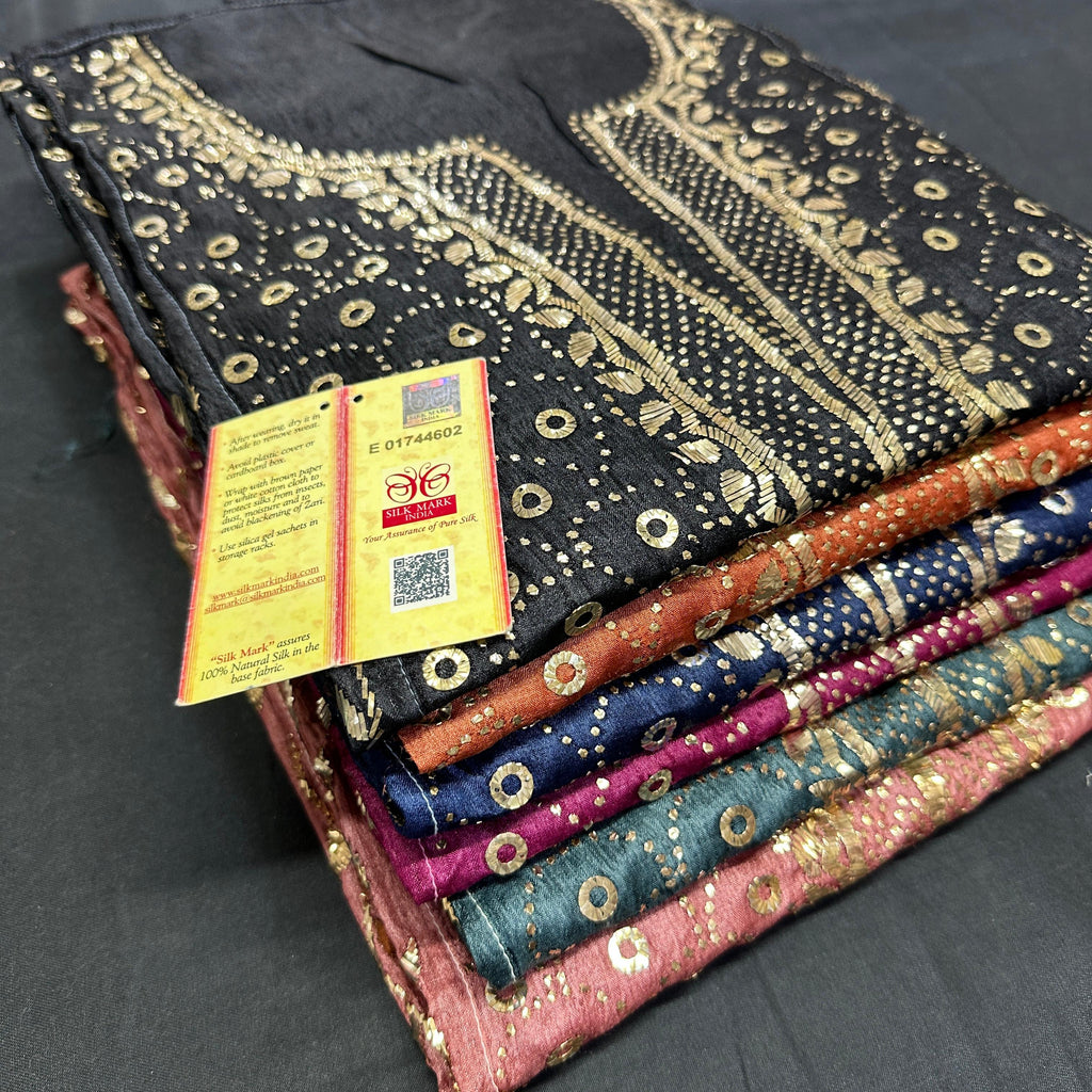 Pure Tussar Silk Shirt & Dupatta Set with Mukesh