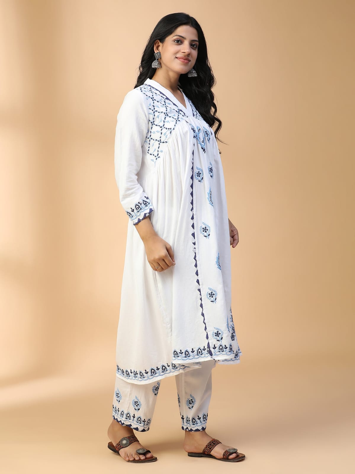 Lucknowi Chikankari Pure Mul Cotton Co-ord Set