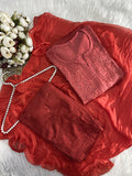 Elegant Chanderi Chikankari Kurti Set with Ombre Dupatta