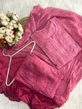 Elegant Chanderi Chikankari Kurti Set with Ombre Dupatta