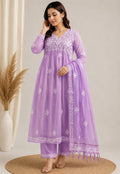 Mulmul Chikankari Gown Dupatta Set