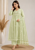 Mulmul Chikankari Gown Dupatta Set